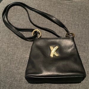 Vintage Paloma Picasso Black Leather Shoulder Bag